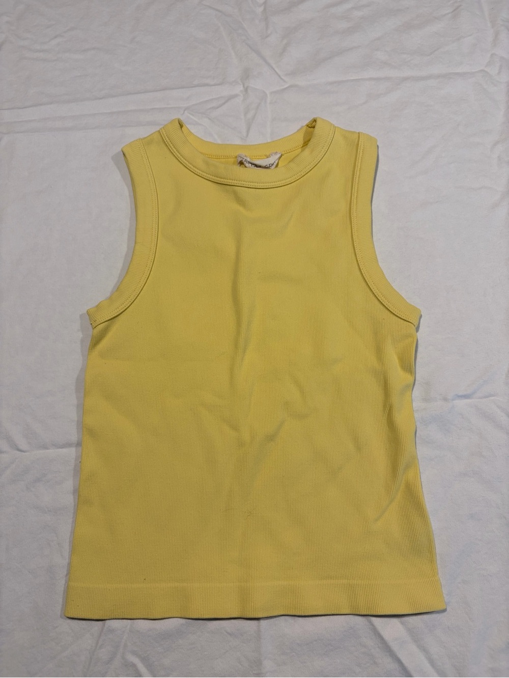 Butter Yellow Ribbed Crewneck Tank